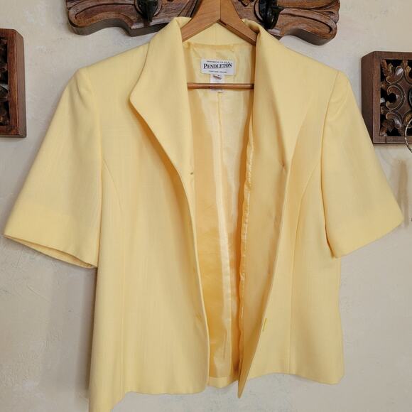 VTG Pendleton Women's Short Sleeve Linen Blend Canary Yellow Blazer Jacket✨️8 - Picture 3 of 11